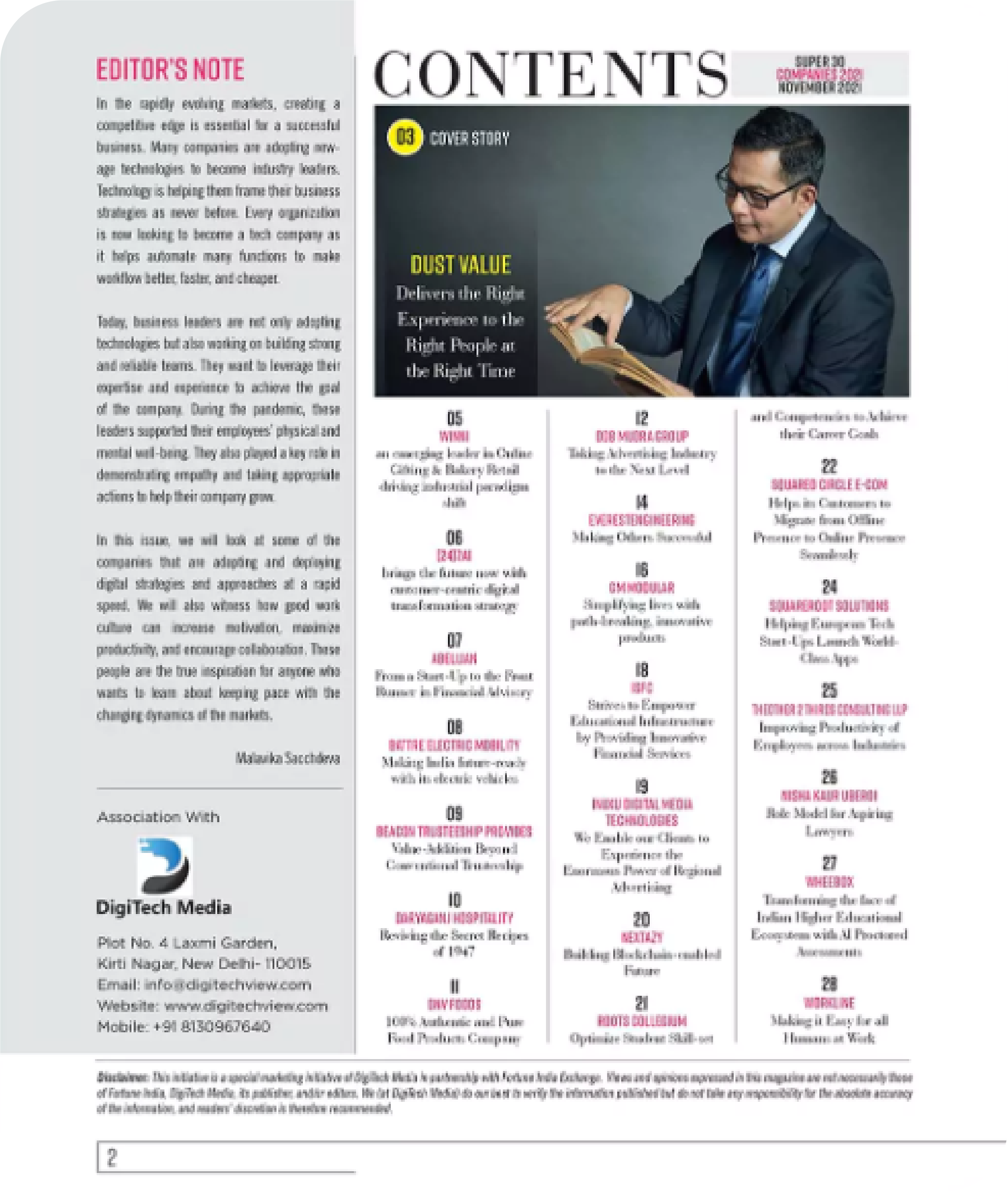 Super 30 Companies Contents